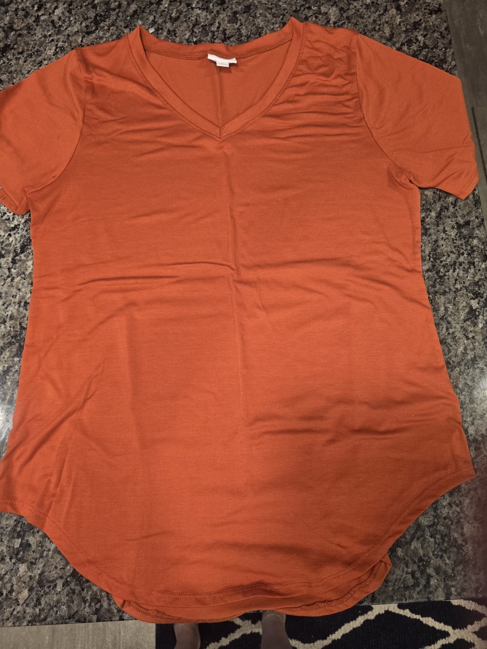 Women's V-Neck Short Sleeve Top - Rust Orange